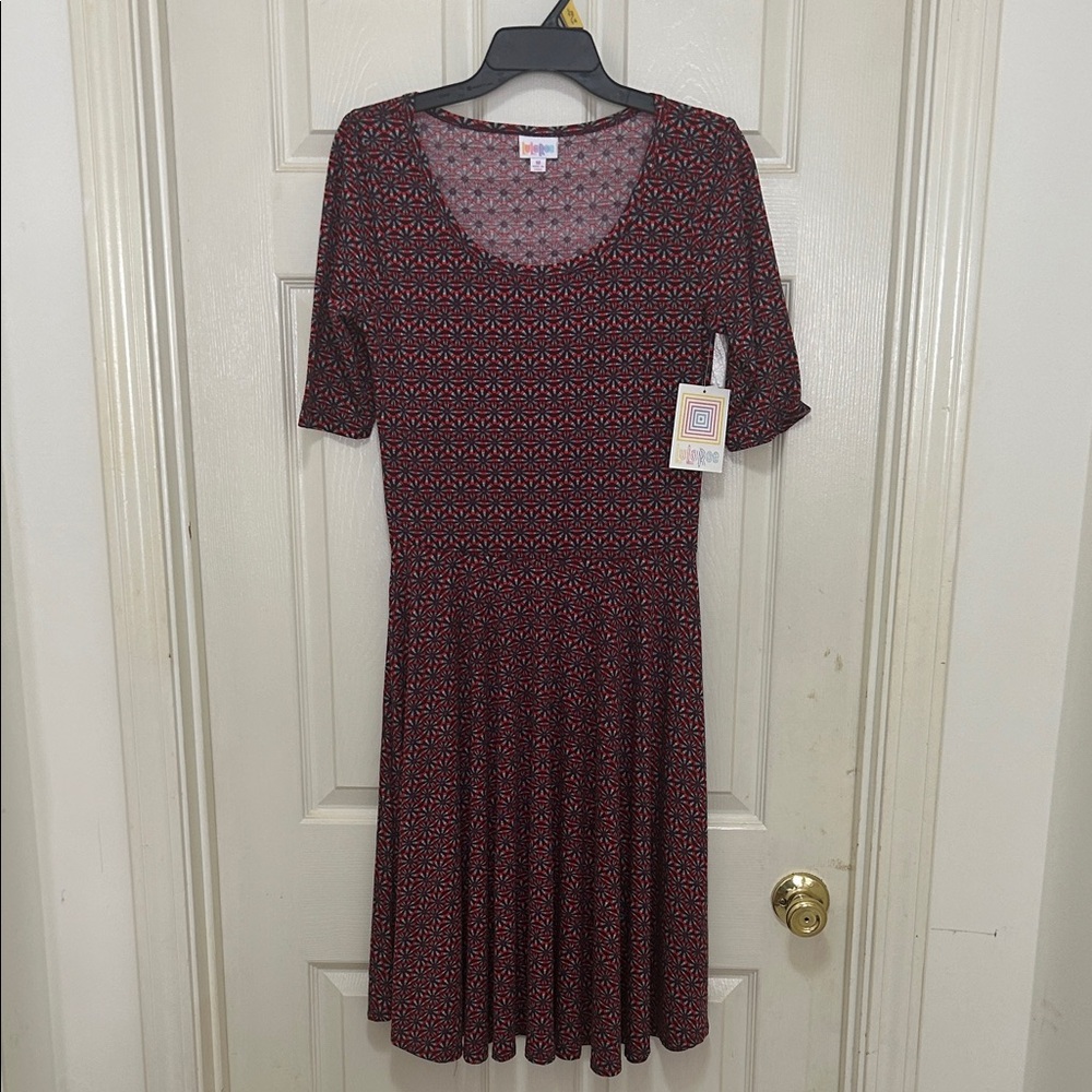 LuLaRoe Nicole Fit & Flare A-Line Dress Pink Purple Green Orange‎ L Large